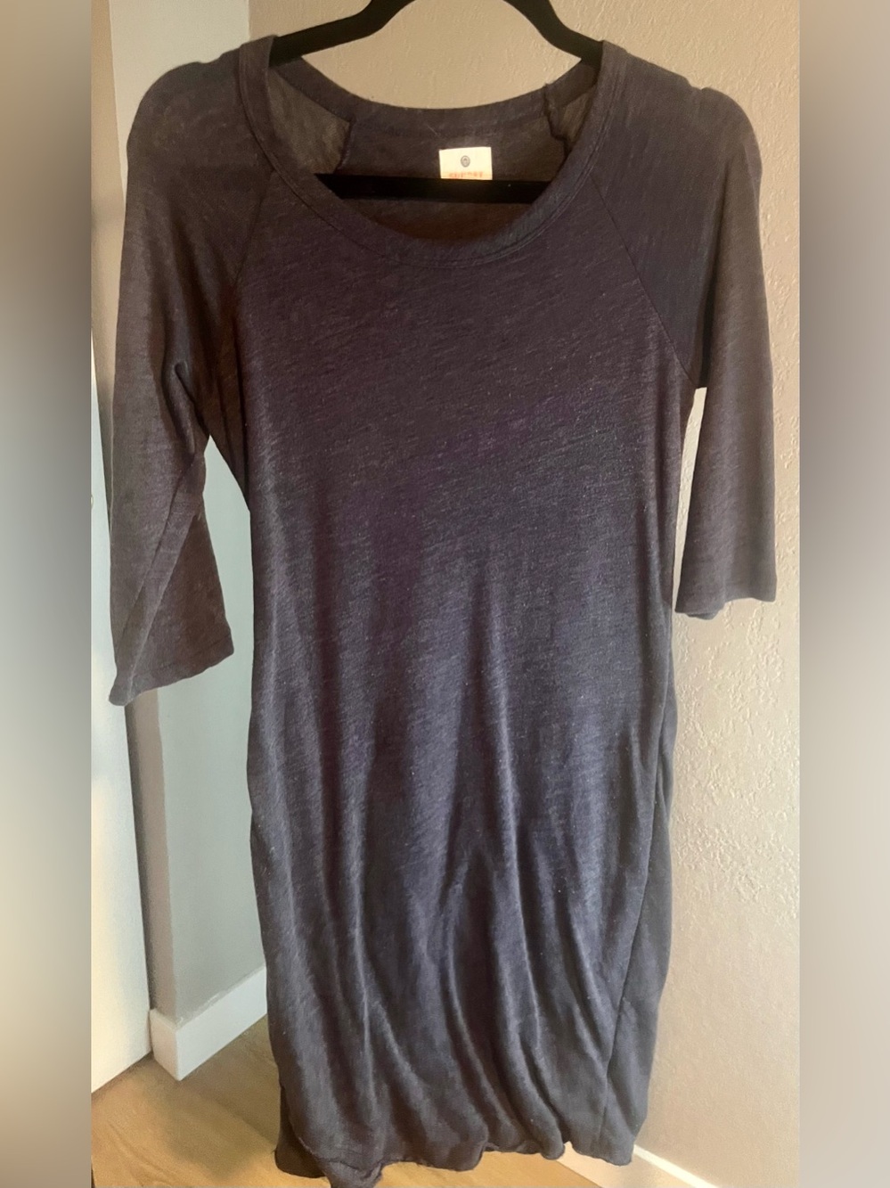 Sundry Charcoal 3/4 Sleeve Shift Dress